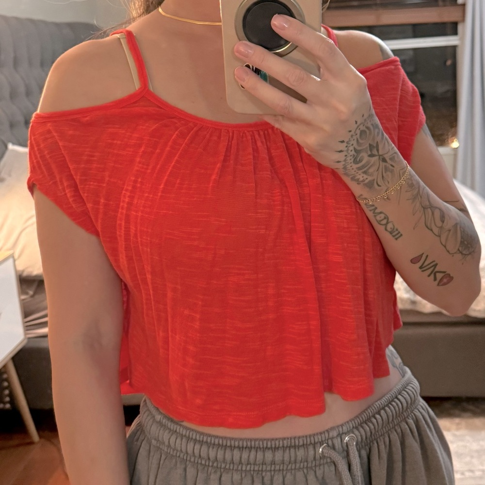 Flowy off shoulder crop top